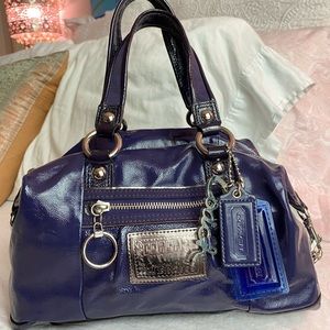 Coach Poppy Purple Leather Convertible Satchel Tote - A+ Condition